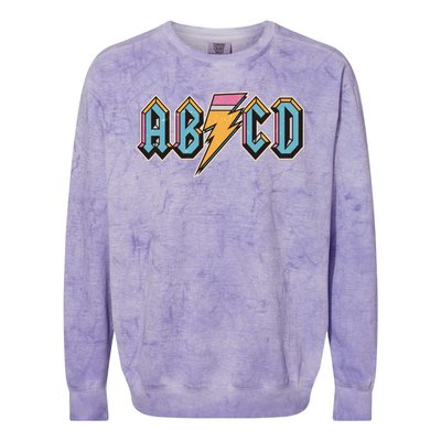 Funny Vintage ABCD Rock Logo Colorblast Crewneck Sweatshirt