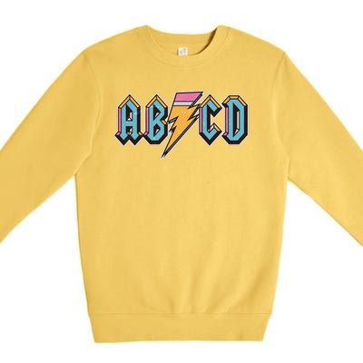 Funny Vintage ABCD Rock Logo Premium Crewneck Sweatshirt