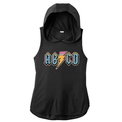 Funny Vintage ABCD Rock Logo Ladies PosiCharge Tri-Blend Wicking Draft Hoodie Tank