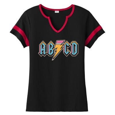 Funny Vintage ABCD Rock Logo Ladies Halftime Notch Neck Tee