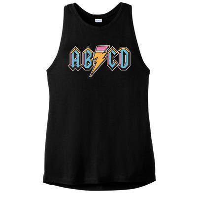 Funny Vintage ABCD Rock Logo Ladies PosiCharge Tri-Blend Wicking Tank