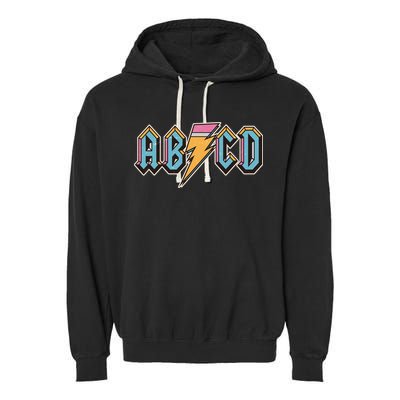 Funny Vintage ABCD Rock Logo Garment-Dyed Fleece Hoodie