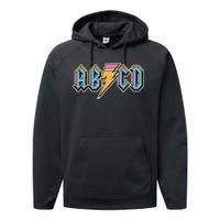 Funny Vintage ABCD Rock Logo Performance Fleece Hoodie