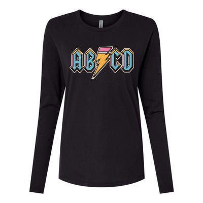 Funny Vintage ABCD Rock Logo Womens Cotton Relaxed Long Sleeve T-Shirt