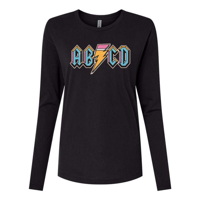 Funny Vintage ABCD Rock Logo Womens Cotton Relaxed Long Sleeve T-Shirt