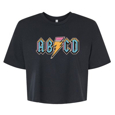 Funny Vintage ABCD Rock Logo Bella+Canvas Jersey Crop Tee