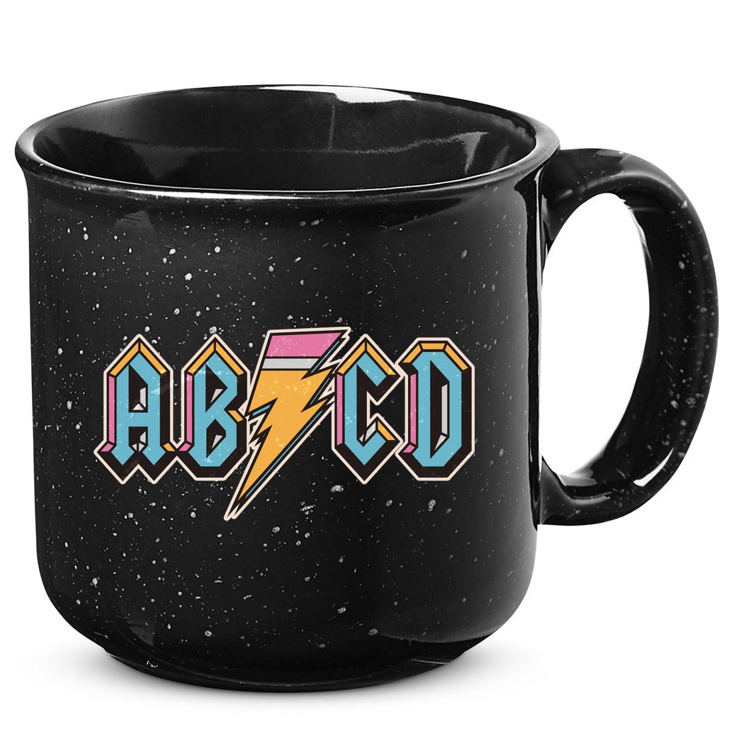 Funny Vintage ABCD Rock Logo 15oz Campfire Ceramic Mug