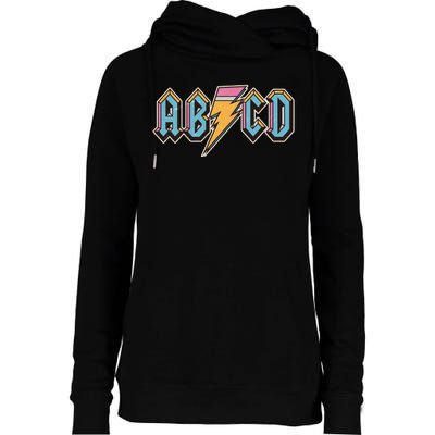 Funny Vintage ABCD Rock Logo Womens Funnel Neck Pullover Hood