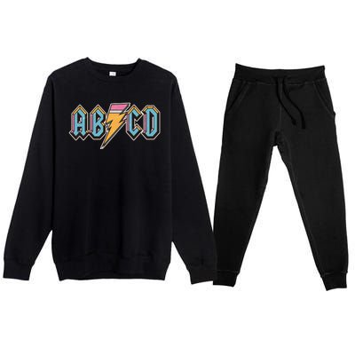 Funny Vintage ABCD Rock Logo Premium Crewneck Sweatsuit Set