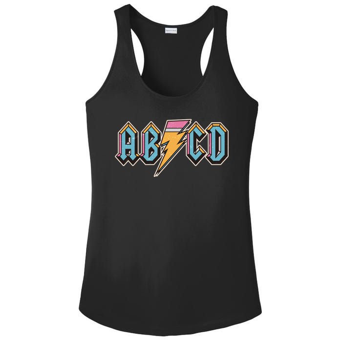 Funny Vintage ABCD Rock Logo Ladies PosiCharge Competitor Racerback Tank