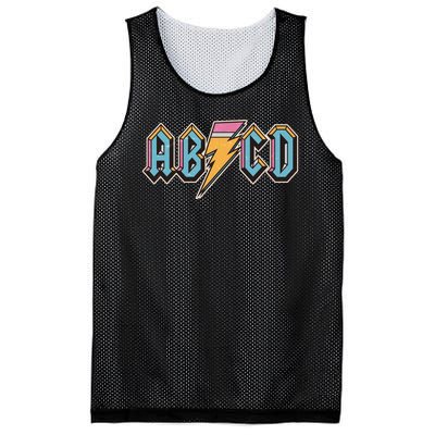 Funny Vintage ABCD Rock Logo Mesh Reversible Basketball Jersey Tank