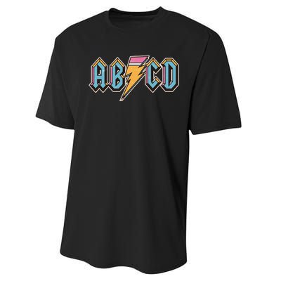 Funny Vintage ABCD Rock Logo Performance Sprint T-Shirt