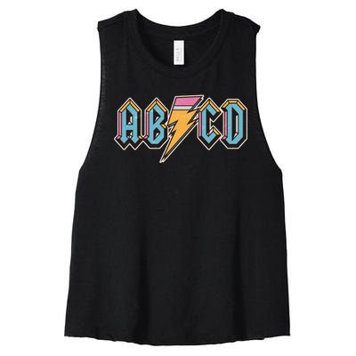 Funny Vintage ABCD Rock Logo Women's Racerback Cropped Tank