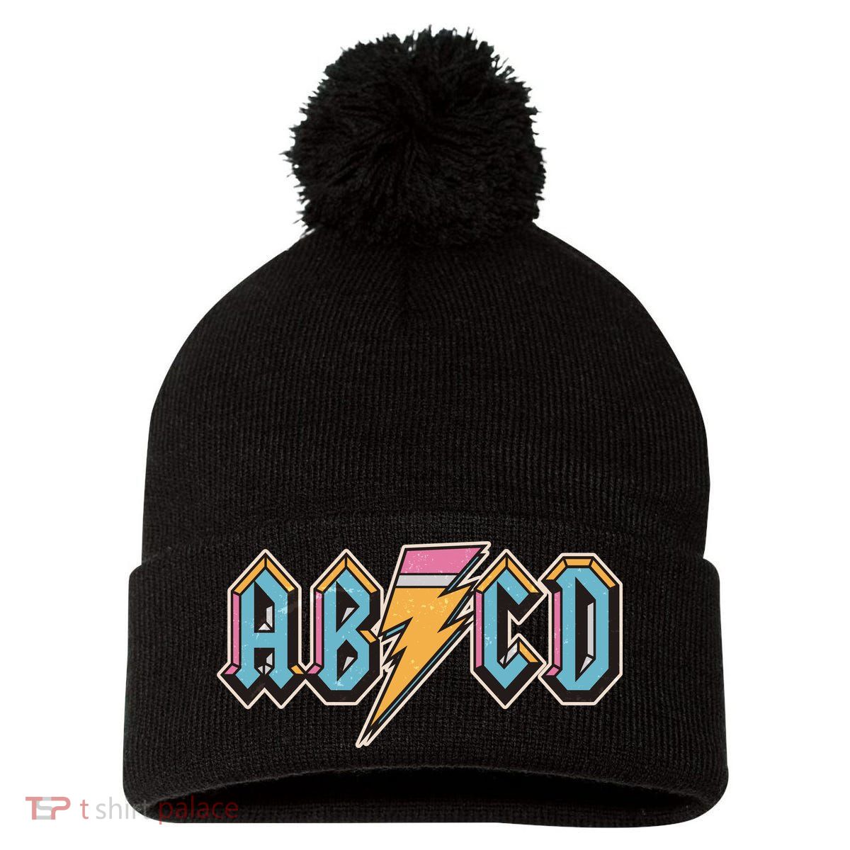 Funny Vintage ABCD Rock Logo Pom Pom 12in Knit Beanie