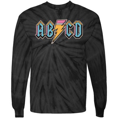 Funny Vintage ABCD Rock Logo Tie-Dye Long Sleeve Shirt