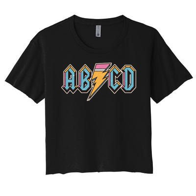 Funny Vintage ABCD Rock Logo Women's Crop Top Tee