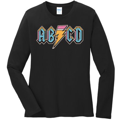 Funny Vintage ABCD Rock Logo Ladies Long Sleeve Shirt