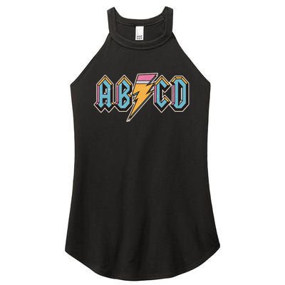 Funny Vintage ABCD Rock Logo Women's Perfect Tri Rocker Tank