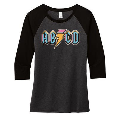 Funny Vintage ABCD Rock Logo Women's Tri-Blend 3/4-Sleeve Raglan Shirt