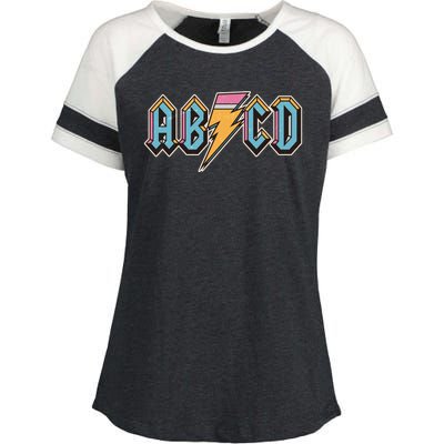 Funny Vintage ABCD Rock Logo Enza Ladies Jersey Colorblock Tee