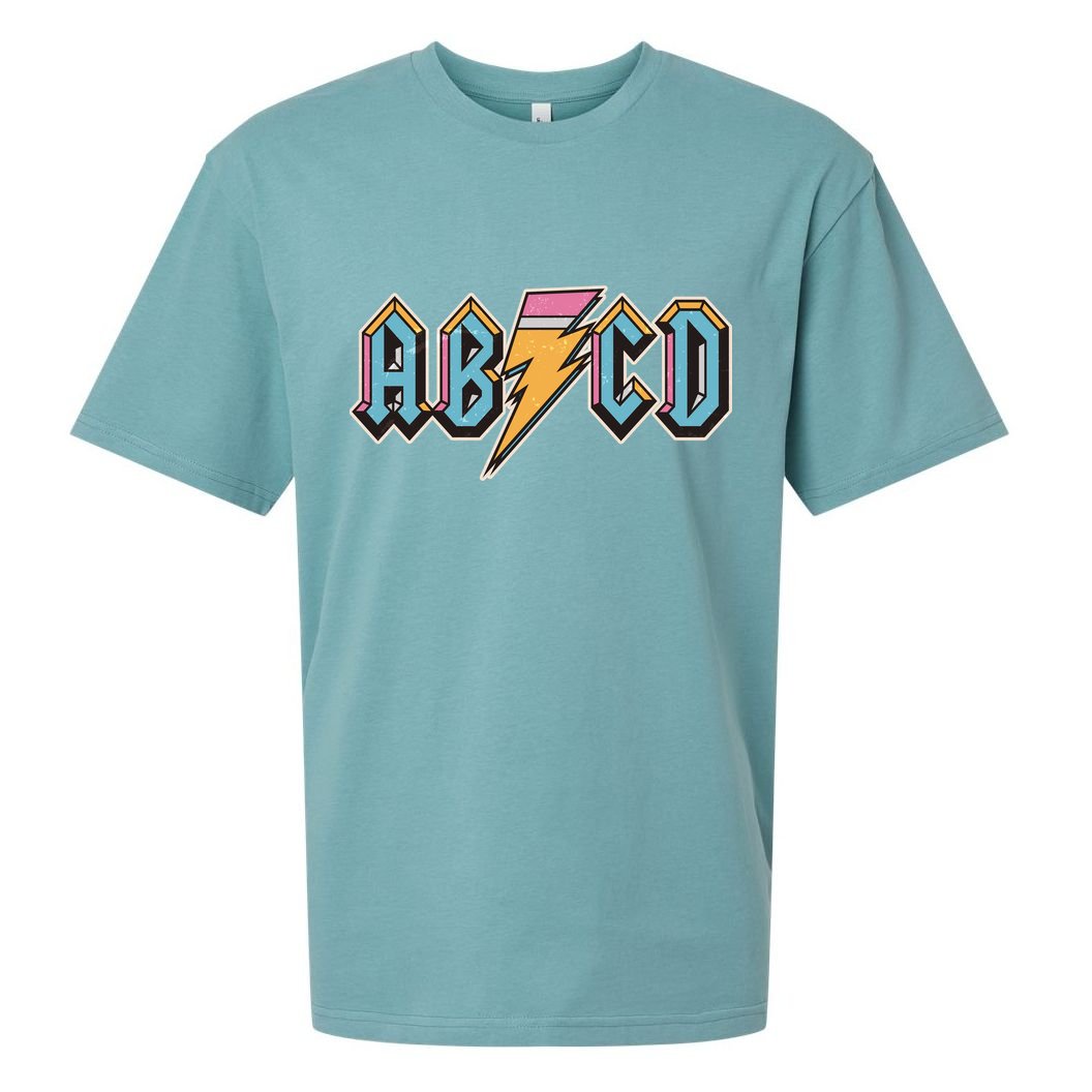 Funny Vintage ABCD Rock Logo Sueded Cloud Jersey T-Shirt
