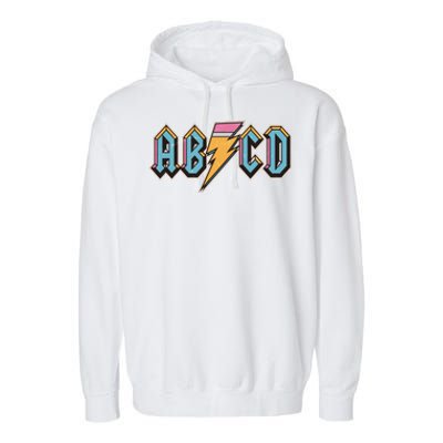 Funny Vintage ABCD Rock Logo Garment-Dyed Fleece Hoodie