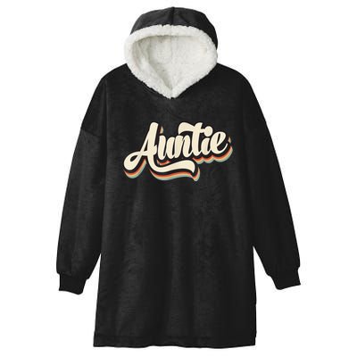 Funny Vintage Auntie Graphic Tee Retro Striped Logo Aunt Hooded Wearable Blanket