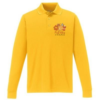 Fall Vibes And That dog mom Life Pumpkin Fall Thanksgiving Performance Long Sleeve Polo