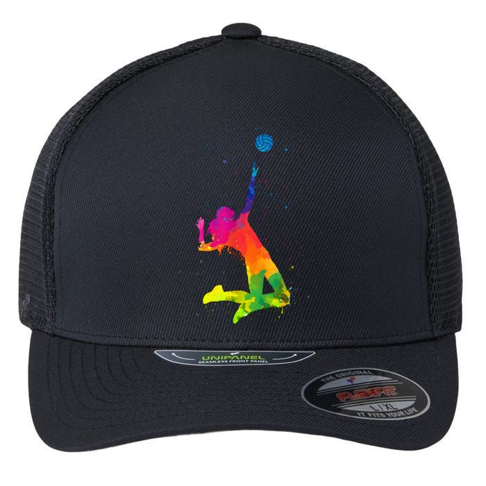 Funny Volleyball Art For Boy Girl Volleyball Lover Flexfit Unipanel Trucker Cap