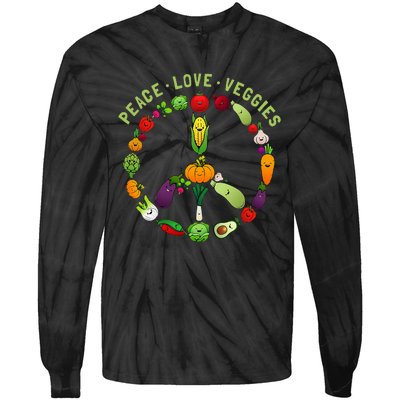 Funny Veggie Art For Women Vegan Food Vegetables Themed Tie-Dye Long Sleeve Shirt