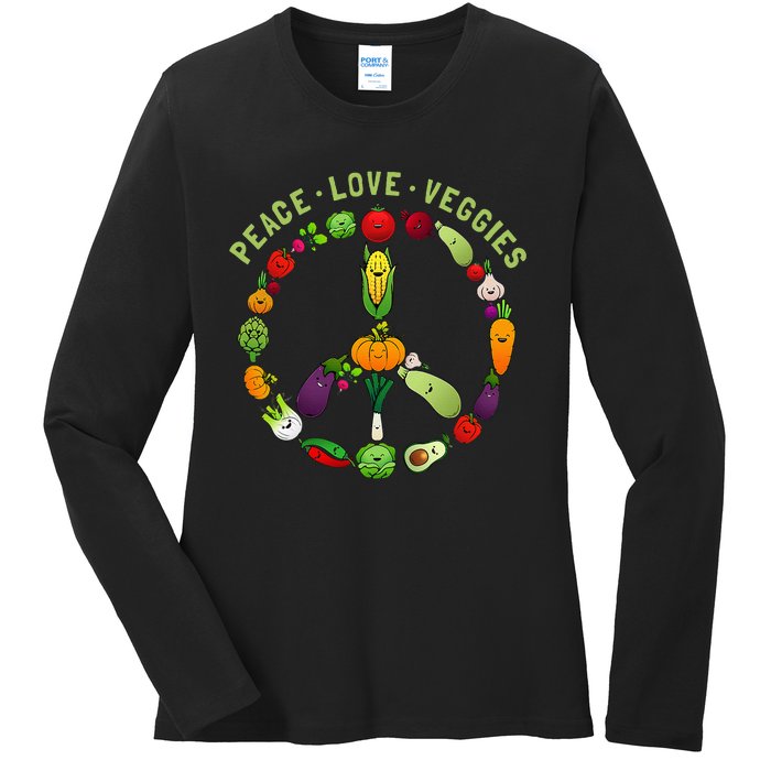 Funny Veggie Art For Women Vegan Food Vegetables Themed Ladies Long Sleeve Shirt