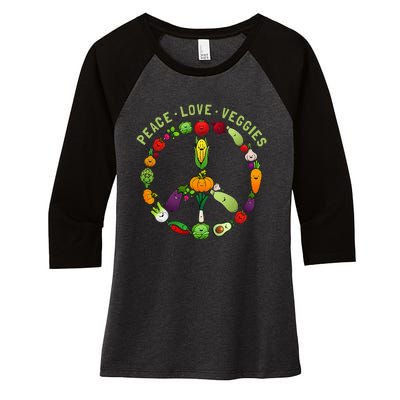 Funny Veggie Art For Women Vegan Food Vegetables Themed Women's Tri-Blend 3/4-Sleeve Raglan Shirt