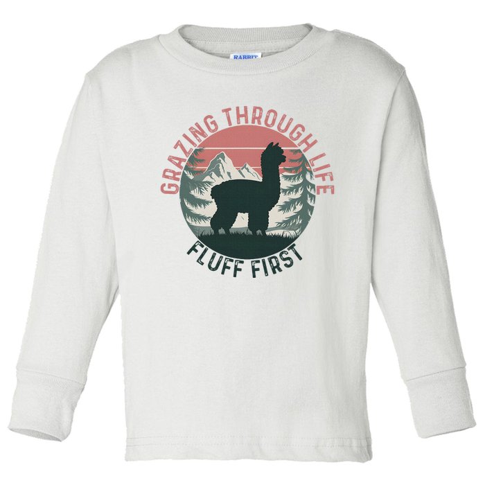 Funny Vintage Alpaca Cool Llama Lover Toddler Long Sleeve Shirt