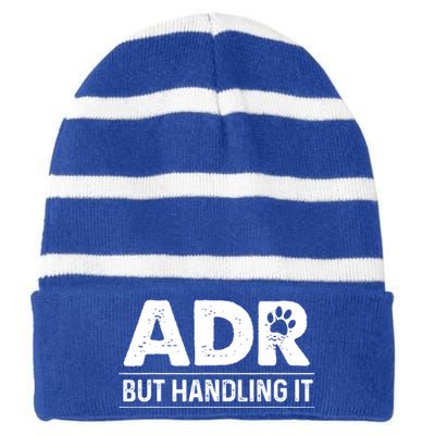 Funny Veterinary ADR But Handling It Veterinarian Vet Tech Striped Beanie with Solid Band