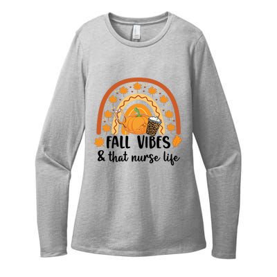 Fall Vibes And That Nurse Life Fall Autumn Rainbow Nurse Life Gift Womens CVC Long Sleeve Shirt