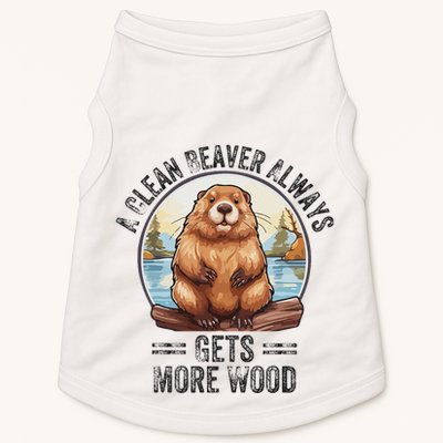 Funny Vintage A Clean Beaver Always Gets More Wood Doggie Tank