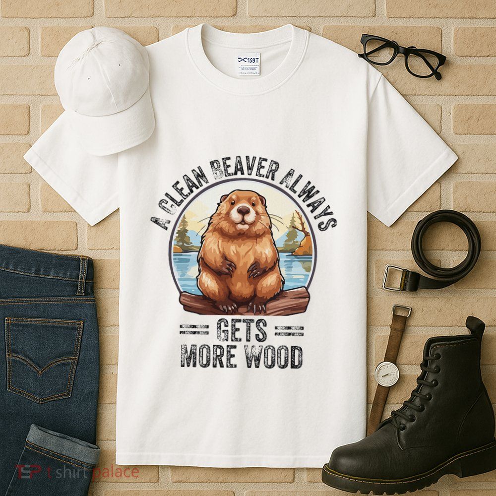 Funny Vintage A Clean Beaver Always Gets More Wood Tall T-Shirt