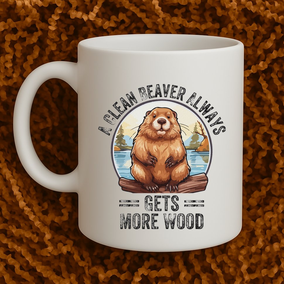 Funny Vintage A Clean Beaver Always Gets More Wood Mug