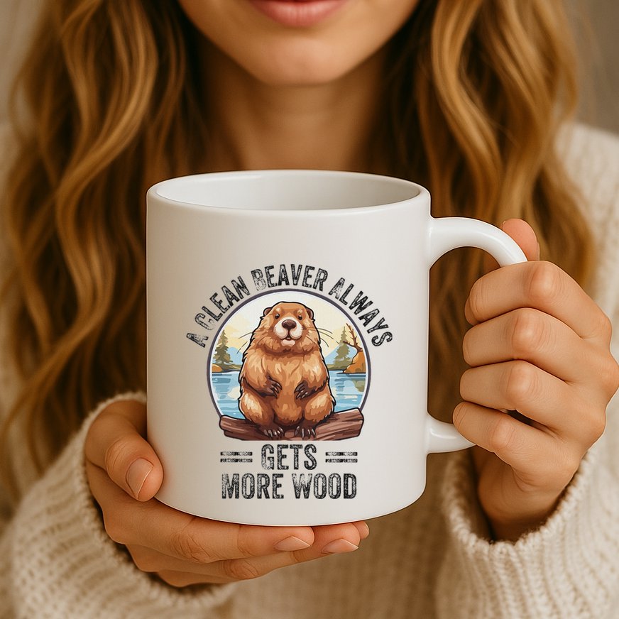 Funny Vintage A Clean Beaver Always Gets More Wood Mug