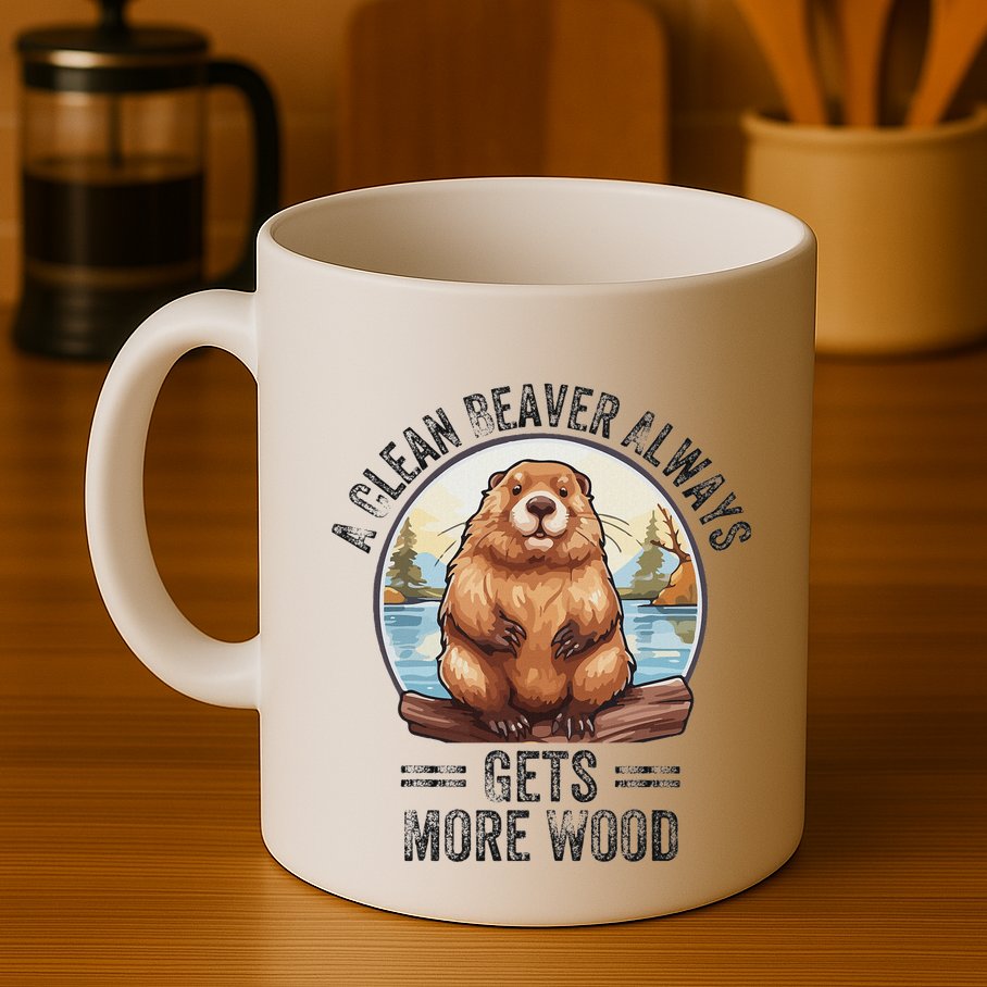 Funny Vintage A Clean Beaver Always Gets More Wood Mug