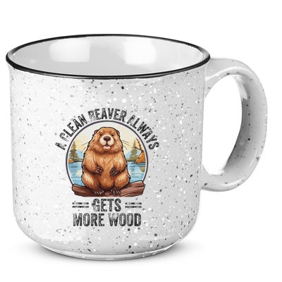 Funny Vintage A Clean Beaver Always Gets More Wood 15oz Campfire Ceramic Mug