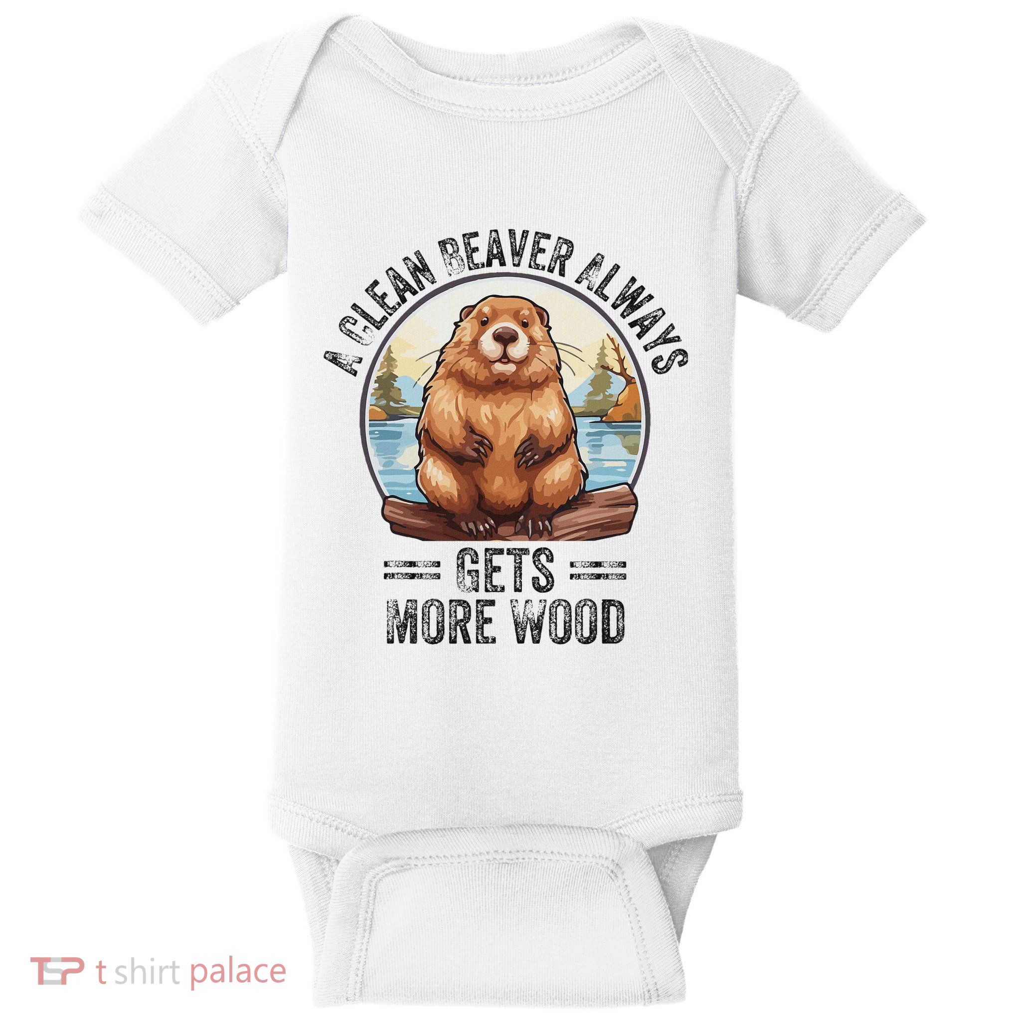 Funny Vintage A Clean Beaver Always Gets More Wood Baby Bodysuit