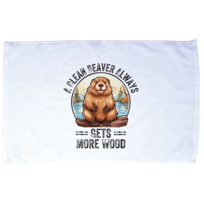 Funny Vintage A Clean Beaver Always Gets More Wood Microfiber Hand Towel