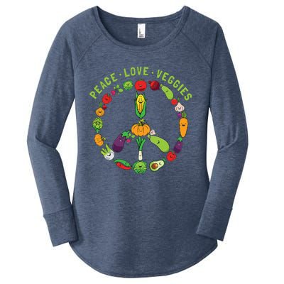 Funny Veggie Art For Women Men Vegan Food Vegetables Themed Women's Perfect Tri Tunic Long Sleeve Shirt