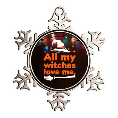 Funny Vintage All My Witches Love Me Halloween Metallic Star Ornament