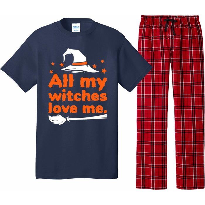 Funny Vintage All My Witches Love Me Halloween Pajama Set