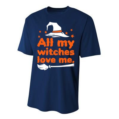 Funny Vintage All My Witches Love Me Halloween Performance Sprint T-Shirt