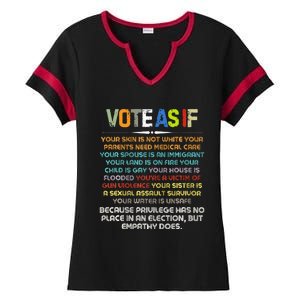 Funny Vote As If Your Skin Is Not White Human Rights Apparel Ladies Halftime Notch Neck Tee