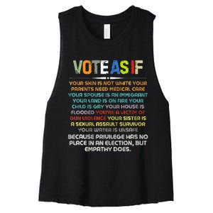 Funny Vote As If Your Skin Is Not White Human Rights Apparel Women's Racerback Cropped Tank