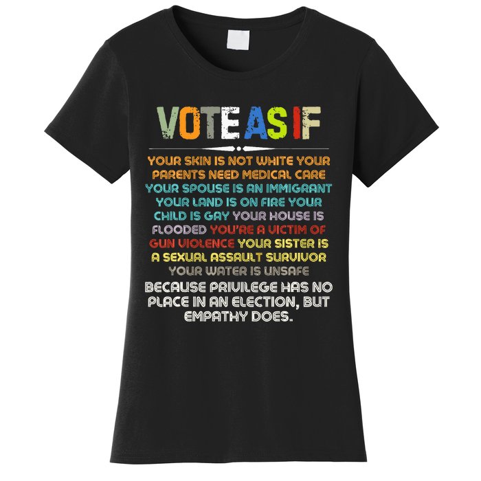 Funny Vote As If Your Skin Is Not White Human Rights Apparel Women's T-Shirt